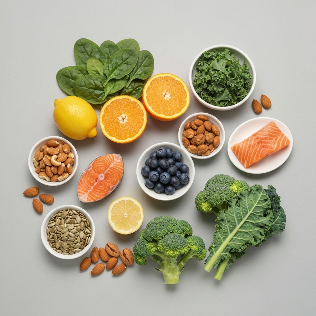 Visuelle Übersicht von Lebensmitteln mit Nährstoffen